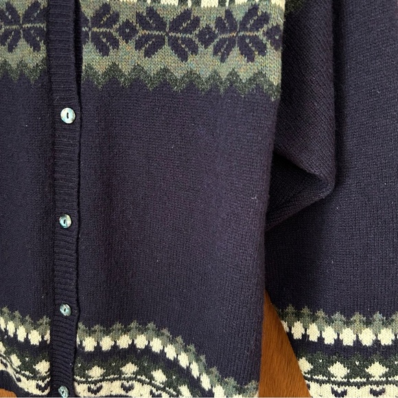 Mac & Jac Vintage 100% Wool Fair Isle Sweater Cardigan - Picture 4 of 8